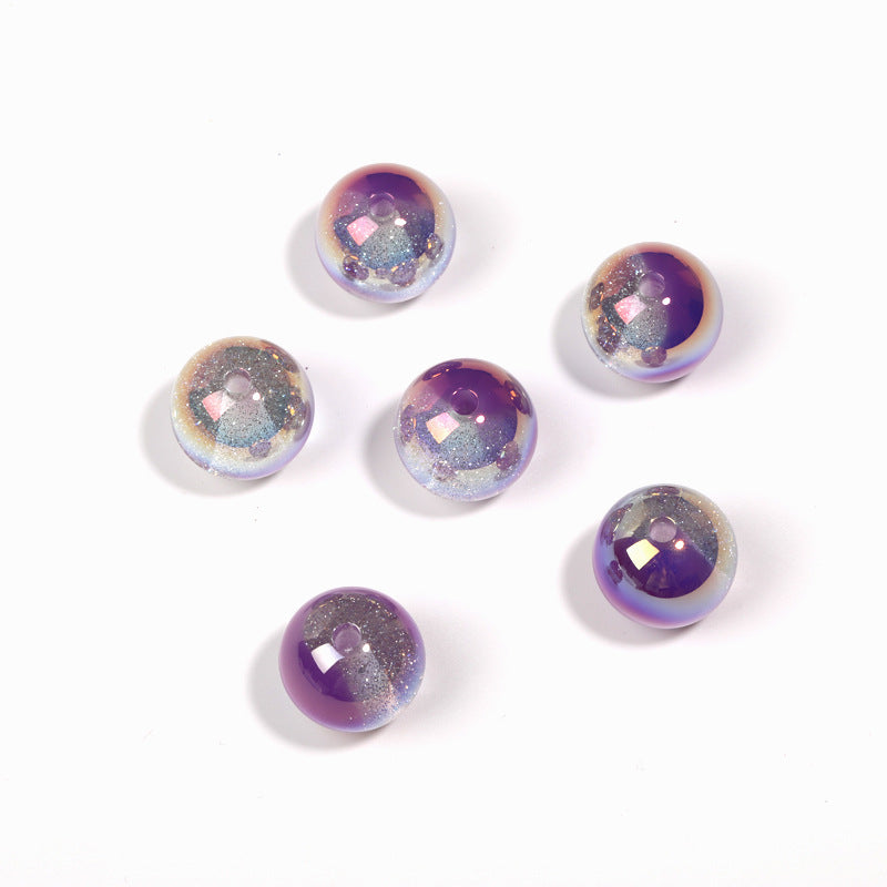 Wholesale 100pcs 20mm two-color starry cat's eye beads UV plated resin round beads diy mobile phone chain keychain beads loose beads
